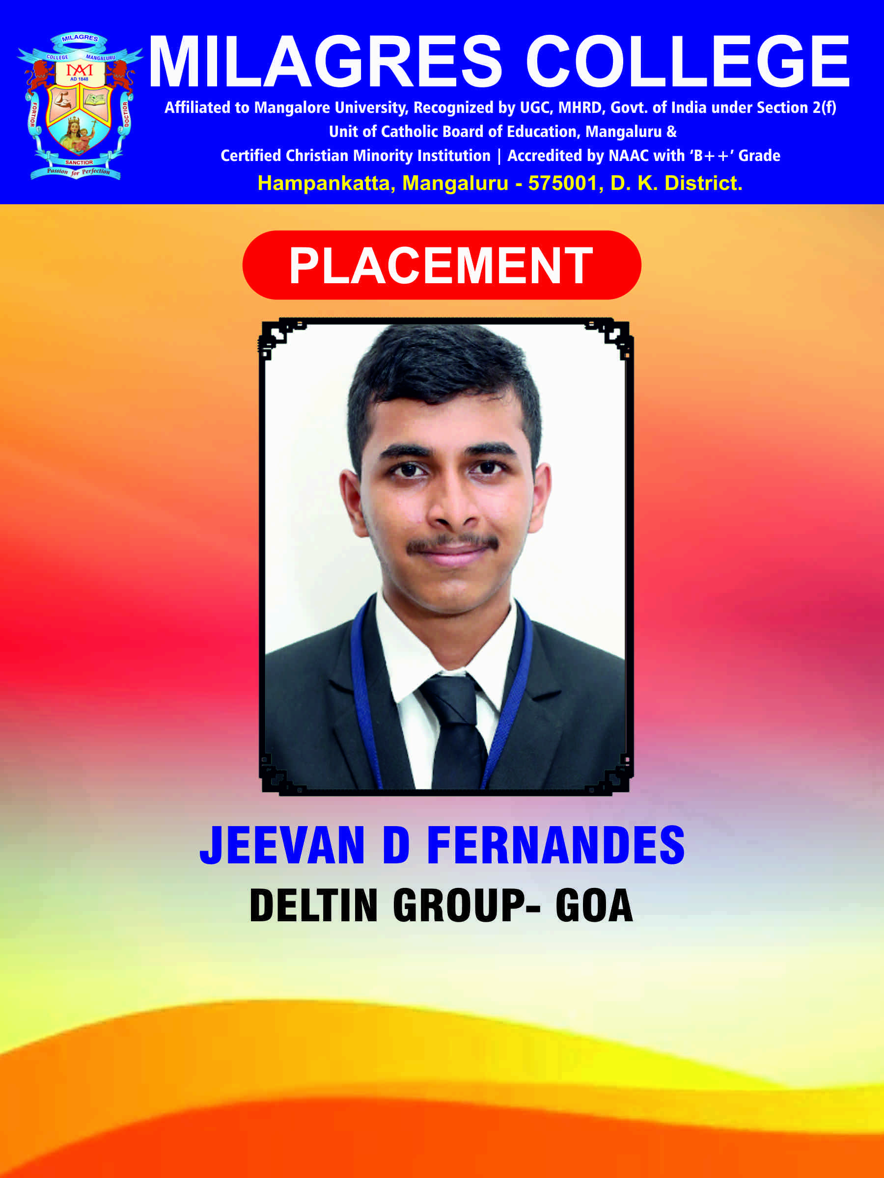 Successfully placed student